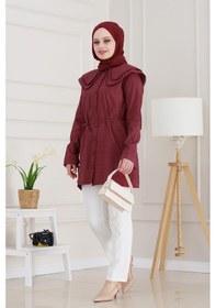 Resim Sevitli Çift Yaka Dantelli Tunik-bordo-4982 Bordo 