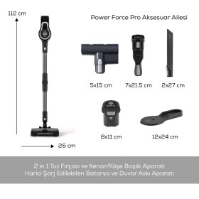 Resim Karaca Vantuz Power Force Pro 2 in 1 Şarj Edilebilir Dik Süpürge Matte Black Silver 