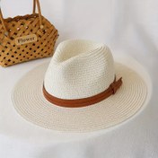Resim Unisex Panama Fedora Şapka - Kemere Bağlı Geniş Kenarlı Yaz Jazz Şapka, Hafif Kağıt Malzeme, Plaj, Seyahat ve Açık Hava Aktiviteleri İçin Mükemmel, Açık Hava Güneş Şapkası | Kemere Bağlı Şapka | Tekstür 