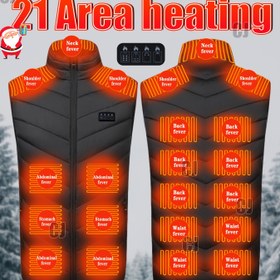 Resim Sonbahar-Kış Sabit Sıcaklık Isıtmalı Yelek, 21 Isıtma Bölgesi, Geniş Alan Isıtma, Akıllı Dört Kontrollü Elektrikli Sabit Sıcaklık Yeleği (Pil Paketi Dahil Değildir) 