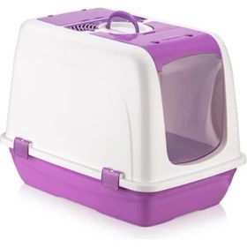 Resim BRC Desing Mikopet Büyük Kapalı Kedi Tuvaleti Mor 