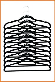 Resim Kadife Askı, Pantolon Askısı, Elbise Askısı, Yüksek Kalite Kadife Kıyafet Askısı, 41 Cm, 10 Adet Siyah 
