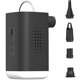 Resim Reedark Siyah Taşınabilir Elektrikli Hava Pompa, 4 Uçlu, Şarjlı Batarya, Led Işık, Infla/defla Fonksiyonu, Kamp-aqua Malzemeleri İçin 