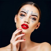 Resim 1 adet ABS Malzemeden Mükemmel Yapışkan Yüz Süsleme Stickerı Parti Kullanımı İçin Uygun 