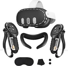 Resim Silicone Cover Set Compatible with Meta Quest 3,VR Accessories for Oculus Quest 3,Silicone Face Cover|Controller Grip Cover with Battery Opening| VR Shell Cover(Not for Charging Dock) 