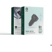 Resim Green Lion Araba Şarj Cihazı QC 18W + QC 18W Toplam 36W USB-Uyumlu Kablo 1m Siyah 