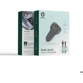 Resim Green Lion Araba Şarj Cihazı QC 18W + QC 18W Toplam 36W USB-Uyumlu Kablo 1m Siyah 