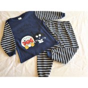 Resim MEMOCAN Çizgili Uzaylı Baskılı Bebek Pijama Takımı (6 Ay - 12 Ay - 18 Ay - 24 Ay) 