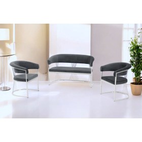 Resim Rozexi Rio Çay Seti Takımı Koltuk Takımı Oturma Odası Kafe Antre Hol Ofis 2+1+1 Krom Metal 