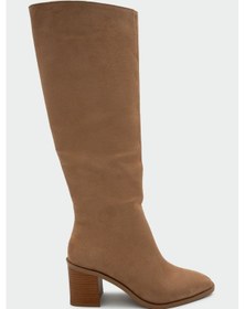 Resim Volera Camel Süet Kadın Küt Burun Topuklu Çizme Camel 