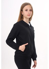 Resim Toontoy Kız Çocuk Okul Nakışlı Hırka Siyah 