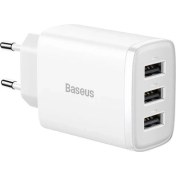 Resim Baseus 17W 3 USB Portlu Ultra Hızlı Şarj Adaptörü, Akım Korumalı, Akıllı Çipli Şarj Başlığı 