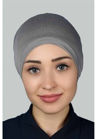 Resim Altobeh Hazır Pratik Geçmeli Lastikli Tesettür Bone - Gri 