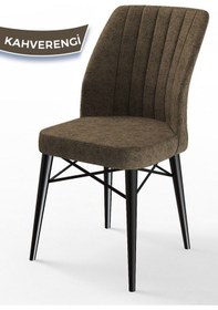 Resim Canisa Flex Serisi, Üst Kalite Mutfak Sandalyesi, 6 Adet Kahve Sandalye, Gürgen Siyah Ahşap Ayak Sandalye Kahve Ayak Siyah 