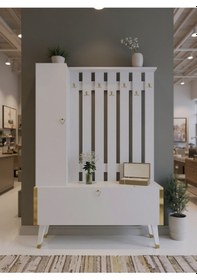 Resim Resital Portmanto Vestiyer - Gp7001-1 - Beyaz Gold Beyaz 