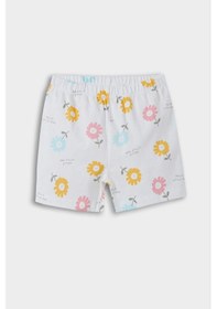 Resim Defacto Kız Bebek Pijama Takımı Çiçek Desenli Kısa Kollu Penye Üst Beli Lastikli Şort E9694a525smwt47 Beyaz 