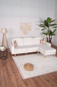 Resim Kilim Mobilya Bohem's Bohem Uzanmalı Köşe, Sağ Sol Kullanılabilen, Yüksek Ayaklı, Krem 