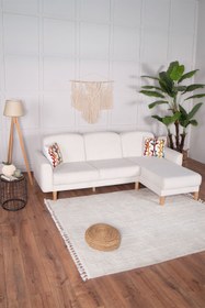 Resim Kilim Mobilya Bohem's Bohem Uzanmalı Köşe, Sağ Sol Kullanılabilen, Yüksek Ayaklı, Krem 