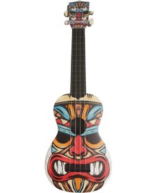 Resim Hawiian XU21FACE Soprano Ukulele (Gülen Yüz Desenli) | Neşeli Yüz İllüstrasyonu Kolay Akort Tutma Özelliği Berrak Ses Tınısı 