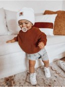 Resim Sparrow Laurel Unisex Bebek Çocuk Bisiklet Yaka Oversize Triko Kazak 6 Ay-5 Yaş 