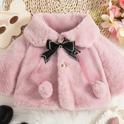 Resim ZOSEYIES Kızlar Kışlık Montu - Yumuşak Peluş Fleece Cape, Uzun Kollu, Düz Renk Yaka Yaka Kışlık Montu, Sevimli Hayvan ve Çiçek Desenleri, Rahat Sıcak Dış Giyim, Rahat Kışlık Giyim | Sevimli Hayvan Deseni | Yumuşak Peluş Malzeme 