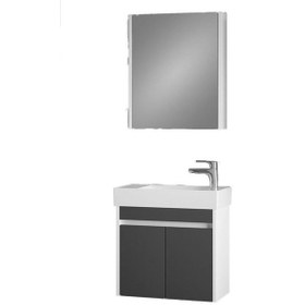 Resim Denko Natalia 60 Cm Mdf Antrasit Gri Banyo Dolabı Takımı Antrasit 