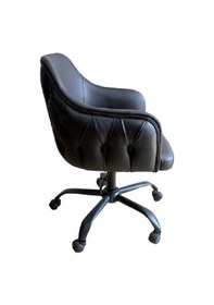 Resim Kapitoneli Lüks Çalışma Sandalyesi Metal Ayaklı 