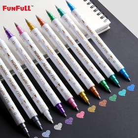 Resim 10 adet Metalik Parıltılı Marker Kalem Çift Uçlu Fırça ve İnce Nokta Kalemler DIY Albüm, Siyah Kartlar, Scrapbooking, El Sanatları Malzemeleri, Seramik, Taş, Cam Üzerine, Doğum Günü Hediyesi Noel Halloween Yeni Yıl Hediyeleri, Arkadaşlar İçin Hediye! Paskalya hediyesi 