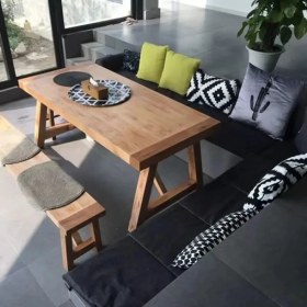 Resim Kaidos Ahşap Doğal Kütük Yemek / Toplantı / Çalışma Masası 