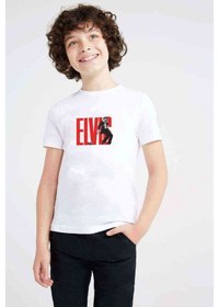 Resim Tshirthane Elvis Presley The Legend Metal Rock Baskılı Unisex Çocuk Beyaz T 