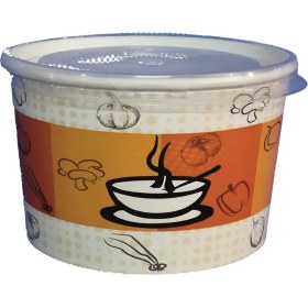 Resim Çelikpençe 100 Adet Kapaklı Karton Çorba Kasesi 16 Oz 