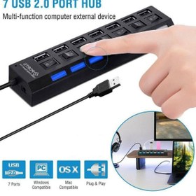 Resim Derwell Yeni 2023 7 Port Usb Çoklayıcı Hub Anahtarlı Aç/kapa Düğmeli Işıklı Usebe Çoğaltıcı Tak Çalıştır 