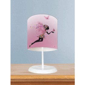 Resim Mekta Home Bebek ve Çocuk Odası Pembe Uçan Kelebekli Prenses Kız Desenli Abajur 