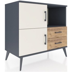Resim Hyperion Şifonyer 2 Raflı 2 Çekmeceli 2 Kapaklı 88x44x80 Antrasit-aytaşı/çam Aytaşı/çam 