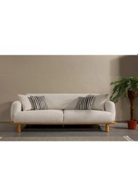 Resim Lota Sırt Mekanizmalı Üç Adet Üçlü Kanepe & 3'lü Koltuk 3+3+3 - Krem Krem 