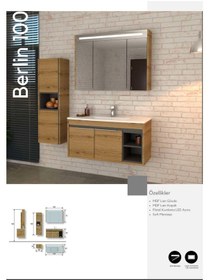 Resim Evros Berlin 100 Cm Banyo Dolabı Boy Dolabı Dahil Ceviz 