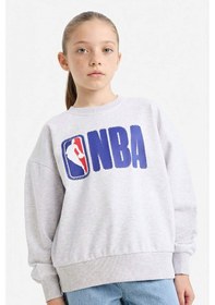 Resim Defacto Kız Çocuk Nba Oversize Geniş Kalıp Bisiklet Yaka Sweatshirt F3435a825augr400 Gri-gr400 