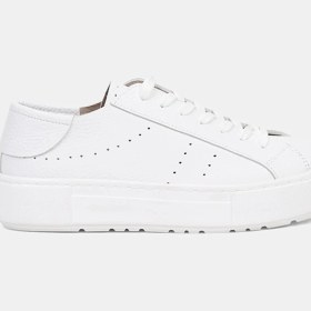 Resim Desa Kadın Beyaz Bağcıklı Kalın Tabanlı Deri Spor Ayakkabı 