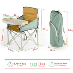 Resim Minimono Büyük Boy Katlanır Portatif Mama Sandalyesi - Sarı - Sarı-Yeşil / Standart 