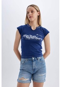 Resim Defacto Boyfriend Yüksek Bel Katlamalı Paça Jean Şort C2469AX24SMNM39 Mavi 