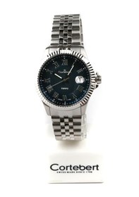 Resim İsviçre Cortebert Safir Cam Erkek Kol Saati Laci Gümüş 