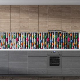 Resim Mutfak Tezgah Arası Folyo Fayans Kaplama Folyosu Renkli Elmaslar 