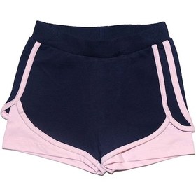 Resim Lovetti Koyu Lacivert-Açık Pembe Kız Çocuk 2 Iplik Ikili Şort 7848W062 Koyu Lacivert - Pembe 
