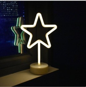 Resim Bucuks Yıldız Tasarımlı Neon Led Masa Ve Gece Lambası Dekoratif Işık Renkli 