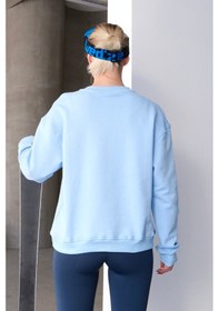 Resim Justever Bisiklet Yaka Basic Kalıp Mavi Kadın Sweatshirt Eşofman Üstü - Aura Mavi 