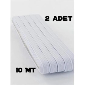 Resim AyrStore 2 Adet 0.80 cm Beyaz Bel Paça Don Lastiği Geniş Yassı Lastik 20 Metre 