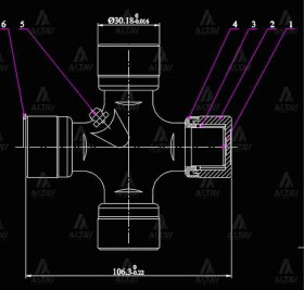Resim İstavroz Mafsal Şaft Canter 449 Yerli / Isuzu Npr / Nkr 106mm 10 30,2mm Dıştan Segman Gu 2050 