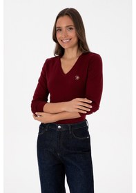 Resim U.S. Polo Assn. Kadın Bordo V Yaka Basic Kazak 50307727-VR014 