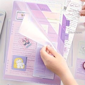 Resim 6 Katmanlı Pastel Mor-Pembe Klasöre Organizatör - Şeffaf L-Cep Detaylı A4 Dosya Düzenleyici, Okul, Ofis ve Ev İçin Etiketleme Sistemi - Dayanıklı Sıvı Geçirmez Malzeme, Pürüzsüz Yüzeyli Sınav Kağıtları, Raporlar ve Faturalar için Dosya Klasörü 