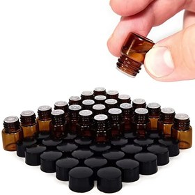 Resim 12/50/100 adet 2ml Amber Cam Şişe Esansiyel Yağ Şişesi Delik Azaltıcı ve Kapaklı 